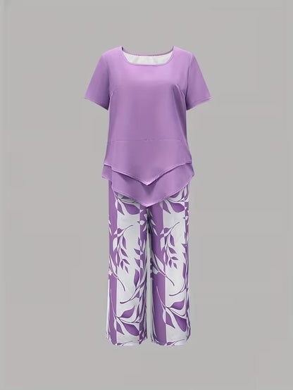 Avy™ | Conjunto de Dos Piezas con Estampado de Hojas Casual