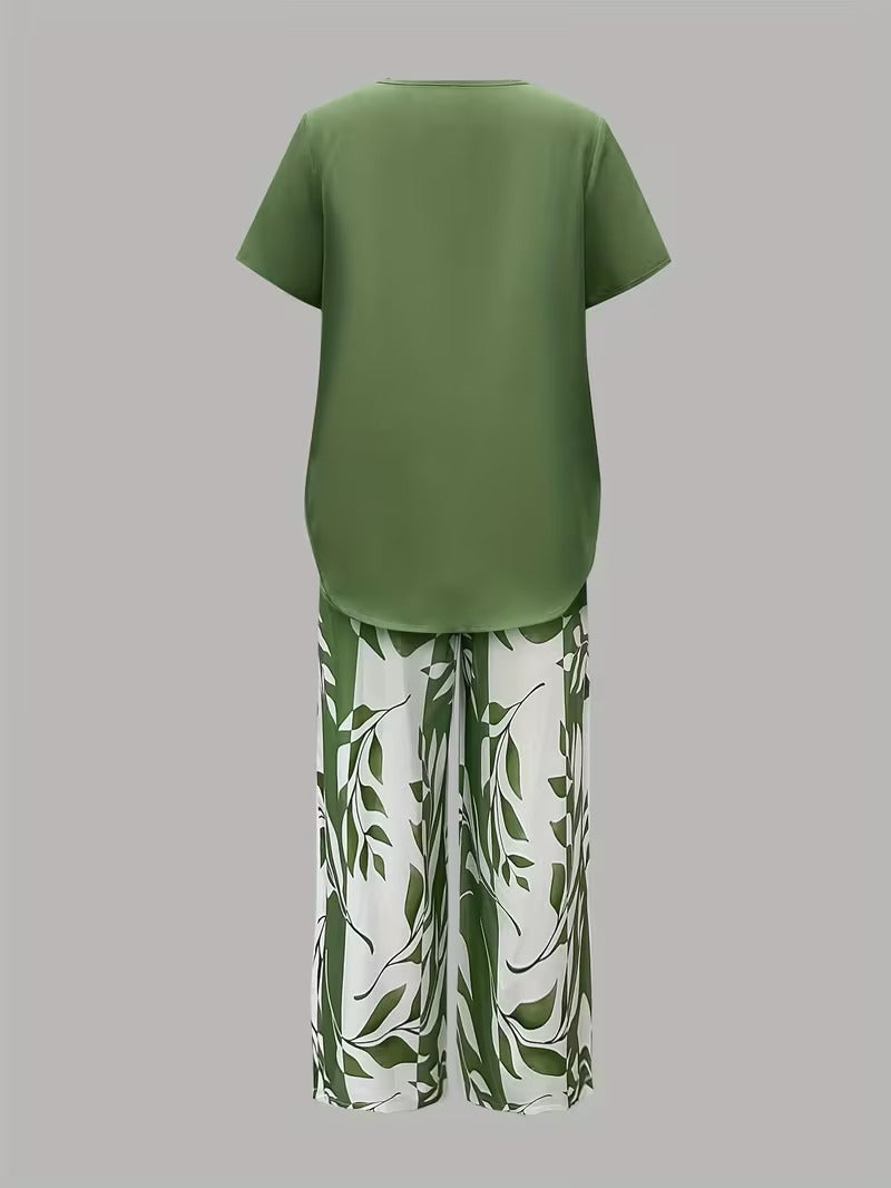 Avy™ | Conjunto de Dos Piezas con Estampado de Hojas