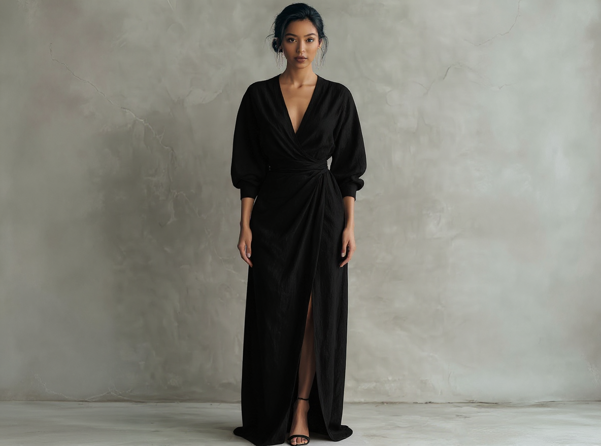 Robe Maxi Minimalista Rosa con escote