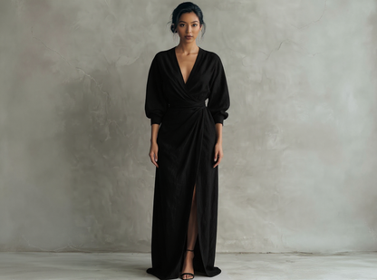 Robe Maxi Minimalista Rosa con escote