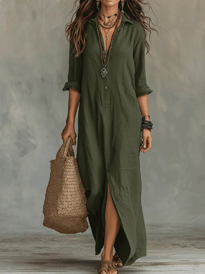 Soline™ | Maxi vestido negro ajustado con botones