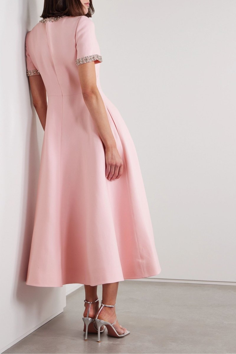 Aria™ | Vestido Midi con Detalle de Lazo y Decoración de Cristales